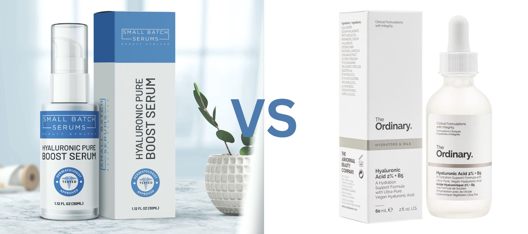 The Ordinary vs. Small Batch Serums Hyaluronic Acid Serums